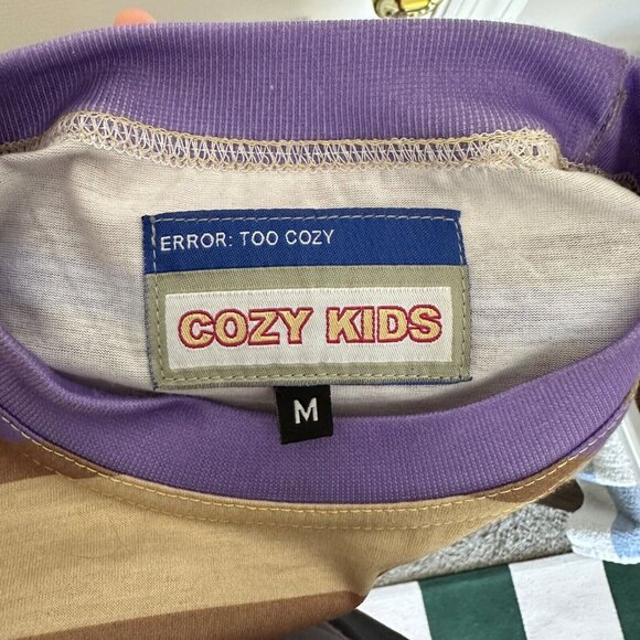 Blvucci Purple/Tan Brown COZY KIDS Streetwear T-Shirt - Size Medium - Picture 4 of 4
